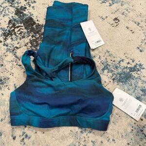 Athleta Blue Sports Bra and Leggings Set